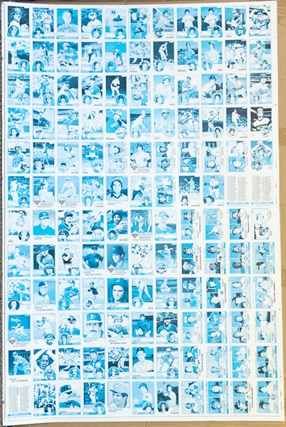 RARE Lot of 6 - 1983 Topps Baseball Uncut Sheets w. 2 Sheets w. Boggs Rookie Cards on Cyan and  B/W sheets (other 4 sheets inc. identical cards w. managers on b/w, cyan, magenta, yellow)