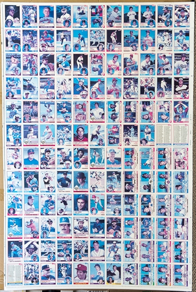 RARE Lot of 6 - 1983 Topps Baseball Uncut Sheets w. 2 Sheets w. Boggs Rookie Cards on Cyan and  B/W sheets (other 4 sheets inc. identical cards w. managers on b/w, cyan, magenta, yellow)