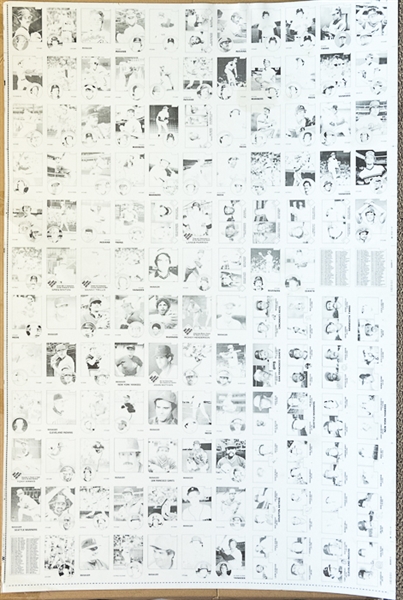 RARE Lot of 6 - 1983 Topps Baseball Uncut Sheets w. 2 Sheets w. Boggs Rookie Cards on Cyan and  B/W sheets (other 4 sheets inc. identical cards w. managers on b/w, cyan, magenta, yellow)
