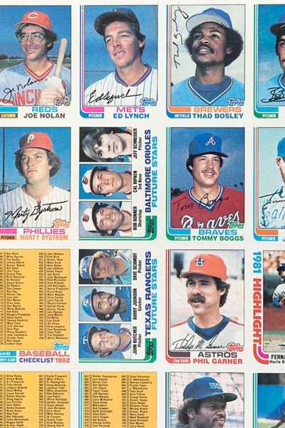 Lot of 2 - 1982 Topps Baseball Uncut Sheets w. Cal Ripken Jr Rookie Card