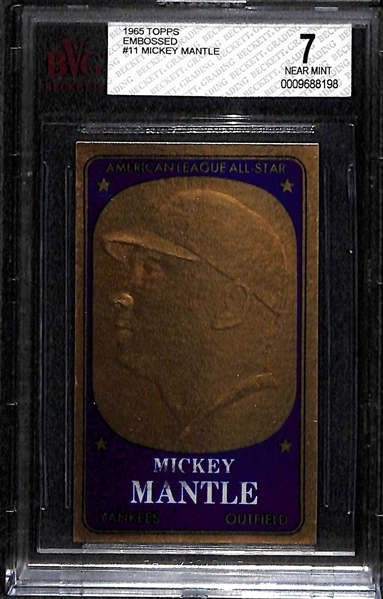1965 Topps Embossed #11 Mickey Mantle Graded BVG 7 (NM)