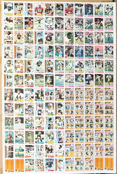 Lot of 4 - 1982 Topps Football Uncut Sheets - Makes a Complete Set of 528 Cards - w. Taylor RC