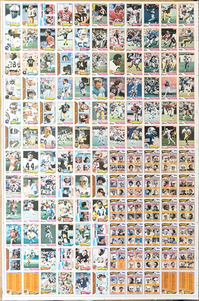 Lot of 4 - 1982 Topps Football Uncut Sheets - Makes a Complete Set of 528 Cards - w. Taylor RC