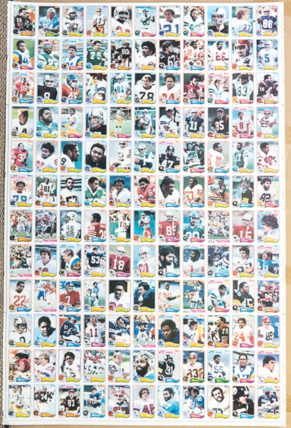Lot of 4 - 1982 Topps Football Uncut Sheets - Makes a Complete Set of 528 Cards - w. Taylor RC