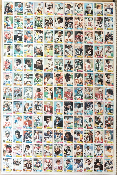 Lot of 4 - 1982 Topps Football Uncut Sheets - Makes a Complete Set of 528 Cards - w. Taylor RC