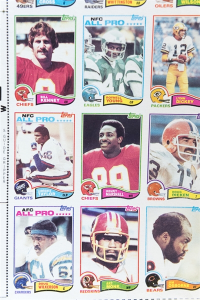 Lot of 2 - 1982 Topps Football Uncut Sheets - Master Set Sheets Makes a Complete Set of 528 Cards