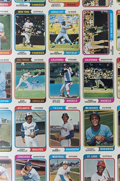 1974 Topps Baseball Uncut Sheet w. Nolan Ryan 
