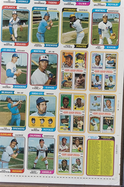 1974 Topps Baseball Uncut Sheet w. Nolan Ryan 