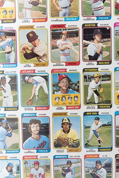 1974 Topps Baseball Uncut Sheet w. Nolan Ryan 