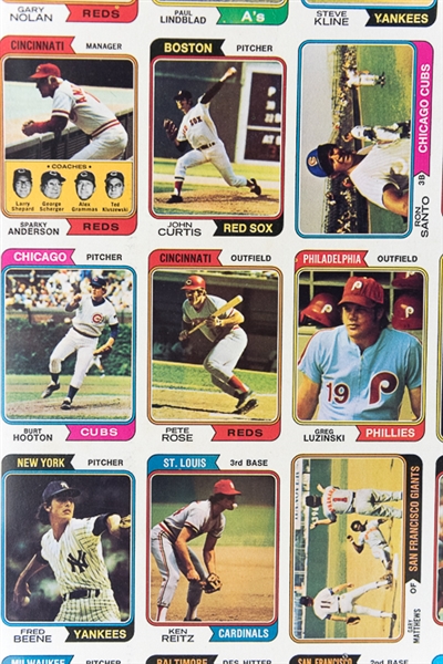 1974 Topps Baseball Uncut Sheet w. Pete Rose & Mike Schmidt