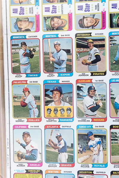 1974 Topps Baseball Uncut Sheet w. Pete Rose & Mike Schmidt