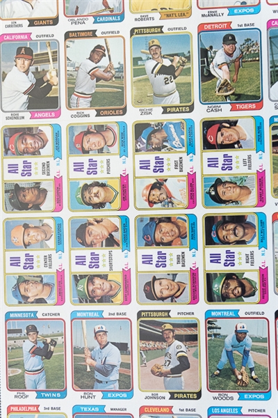 1974 Topps Baseball Uncut Sheet w. Pete Rose & Mike Schmidt