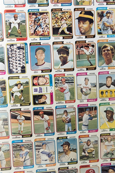 1974 Topps Baseball Uncut Sheet w. Pete Rose & Mike Schmidt