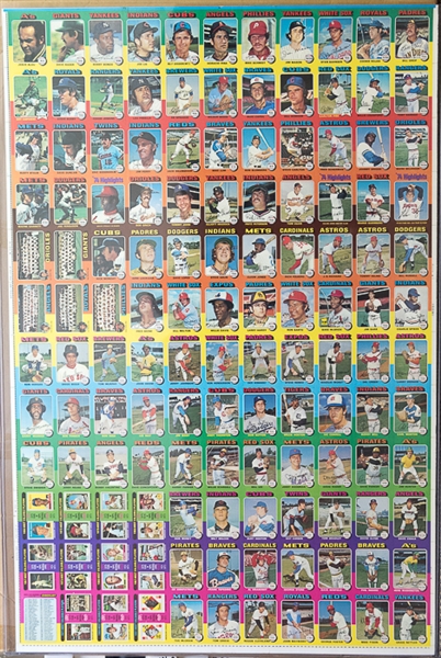 1975 Topps Baseball Uncut Sheet w. Dave Winfield & Mike Schmidt