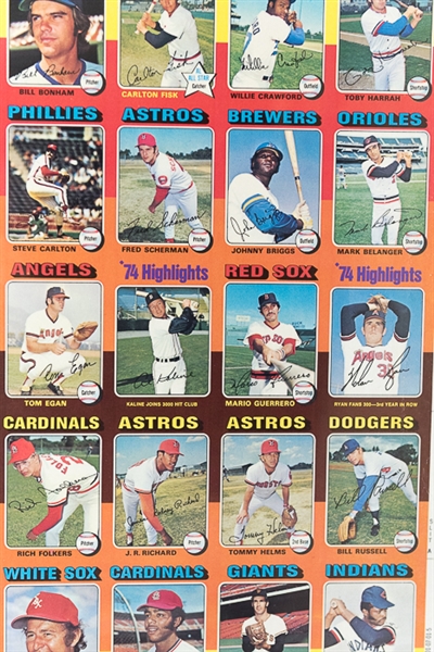 1975 Topps Baseball Uncut Sheet w. Dave Winfield & Mike Schmidt