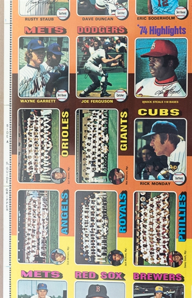 1975 Topps Baseball Uncut Sheet w. Dave Winfield & Mike Schmidt