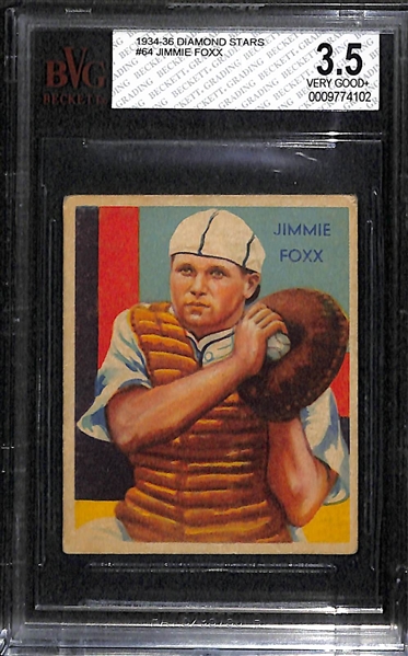 1934-36 Diamond Stars #64 Jimmie Foxx BVG 3.5 (VG+)