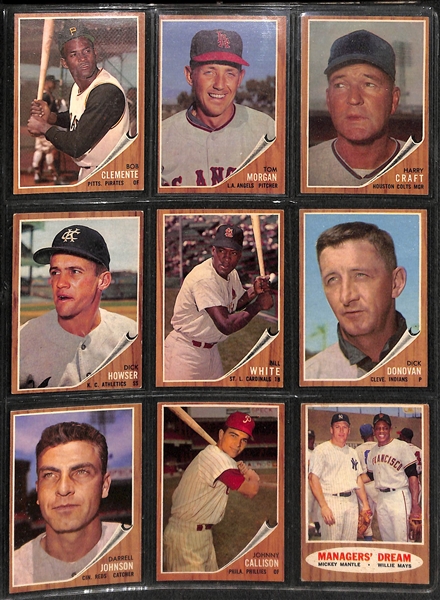 1962 Topps Baseball Near Complete Set - Includes 592 of 598 Cards - Plus 59 Green Tint Cards 