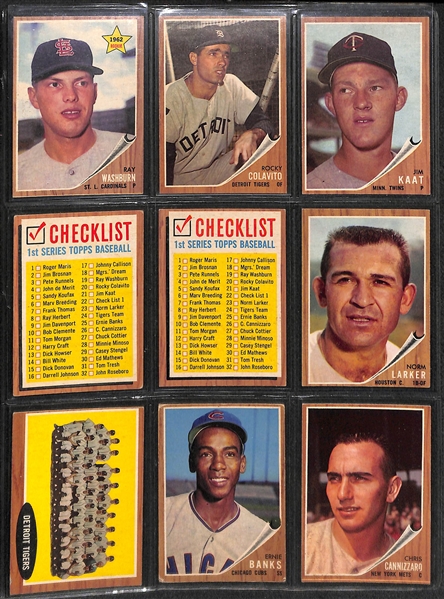 1962 Topps Baseball Near Complete Set - Includes 592 of 598 Cards - Plus 59 Green Tint Cards 