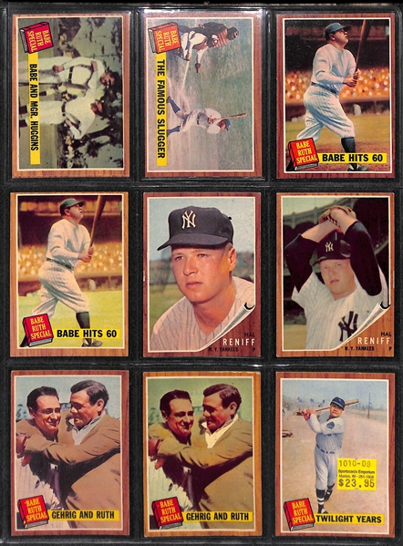 1962 Topps Baseball Near Complete Set - Includes 592 of 598 Cards - Plus 59 Green Tint Cards 