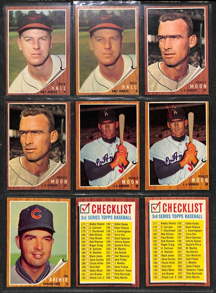 1962 Topps Baseball Near Complete Set - Includes 592 of 598 Cards - Plus 59 Green Tint Cards 