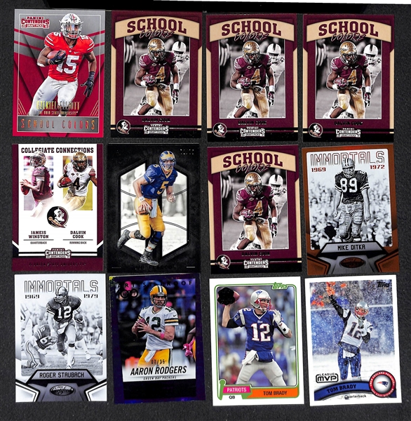 Lot of Approx. 400 Football Star, Insert, & Rookie Cards w. Brady & Marino
