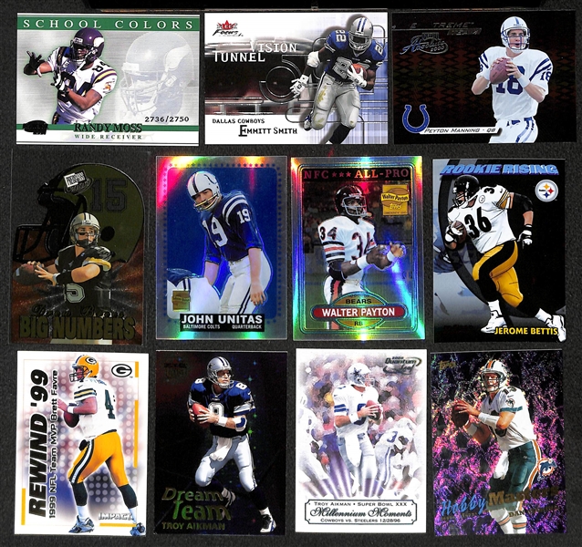 Lot of Approx. 400 Football Star, Insert, & Rookie Cards w. Moss & Favre