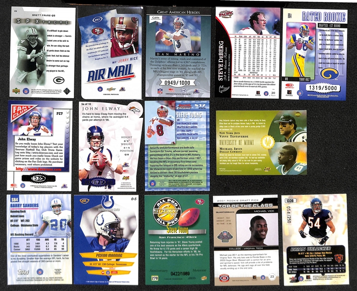 Lot of Approx. 400 Football Star, Insert, & Rookie Cards w. Moss & Favre