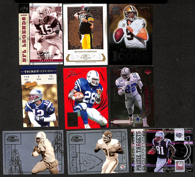 Lot of Approx. 400 Football Star & Insert Cards w. Brady & Manning