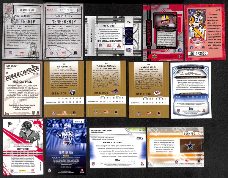Lot of Approx. 400 Football Star & Insert Cards w. Brady & Manning