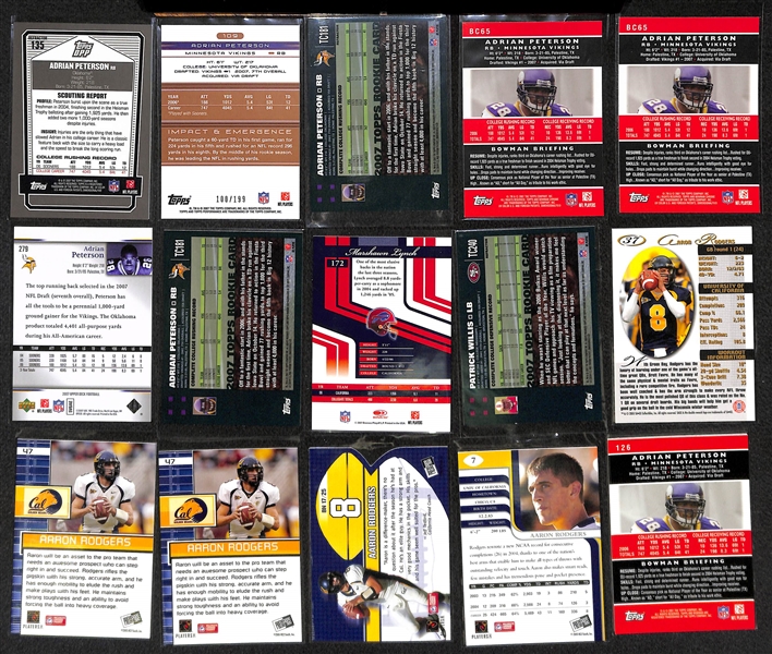 Lot of 350+ Football Rookie Cards - Mostly from the Past 15 Years - w. Aaron Rodgers