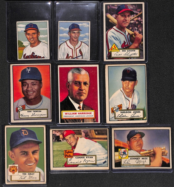 Lot of 2 - 1950 Bowman Baseball & 7 - 1952 Topps Baseball w. Slaughter