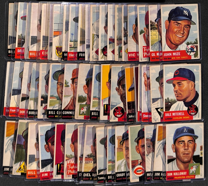 Lot of 53 - 1953 Topps Baseball Cards w. Johnny Mize