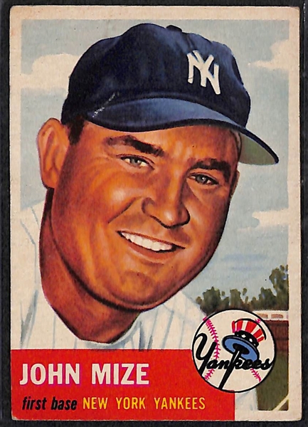 Lot of 53 - 1953 Topps Baseball Cards w. Johnny Mize