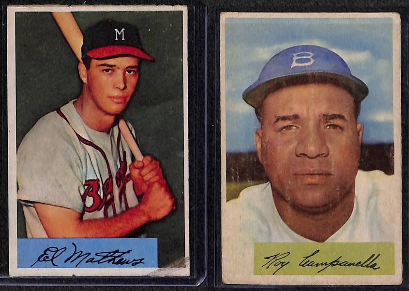 Lot of 22 - 1954 Bowman Baseball & 18 - 1955 Bowman Baseball w. 1954 Ashburn