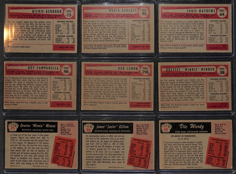 Lot of 22 - 1954 Bowman Baseball & 18 - 1955 Bowman Baseball w. 1954 Ashburn