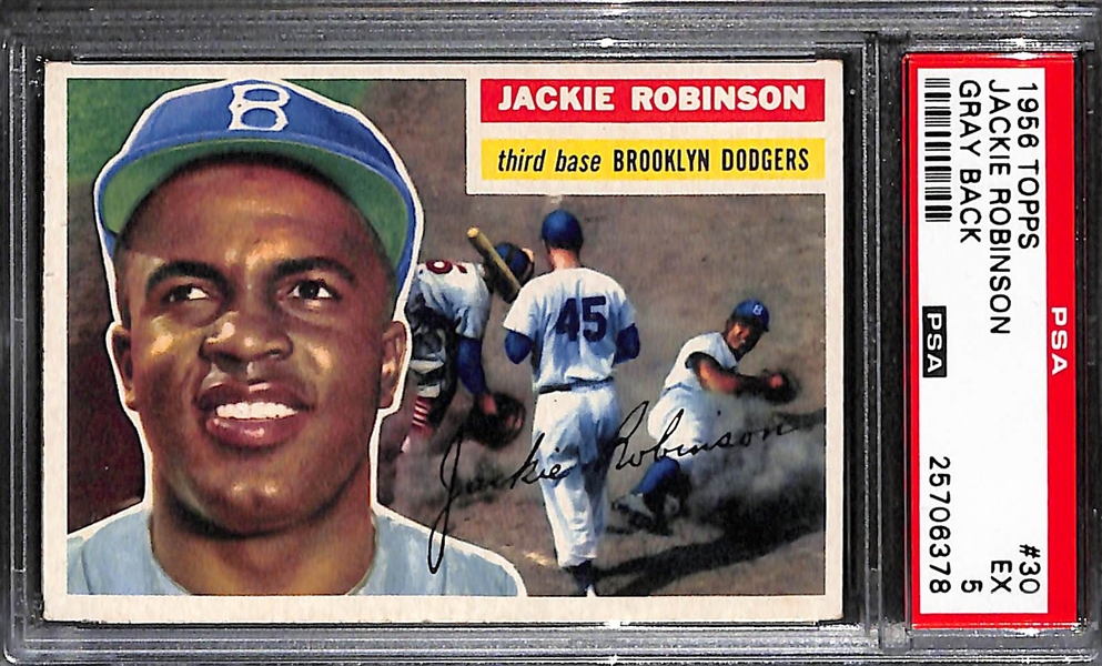 1956 Topps #30 Jackie Robinson Gray Back PSA 5 (EX)