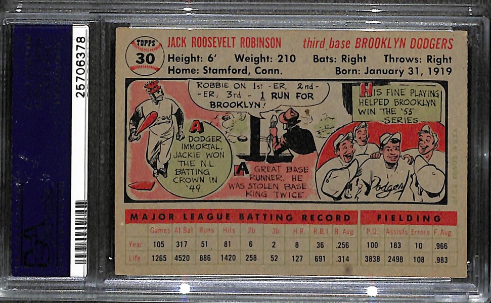 1956 Topps #30 Jackie Robinson Gray Back PSA 5 (EX)