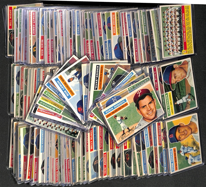 Lot of 150 - 1956 Topps Baseball Cards w. Robin Roberts