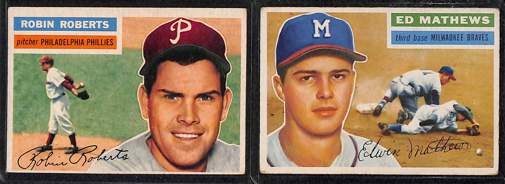 Lot of 150 - 1956 Topps Baseball Cards w. Robin Roberts