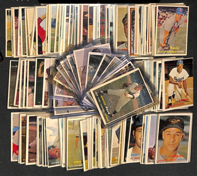 Lot of 150+ 1957 Topps Baseball Cards w. Whitey Ford