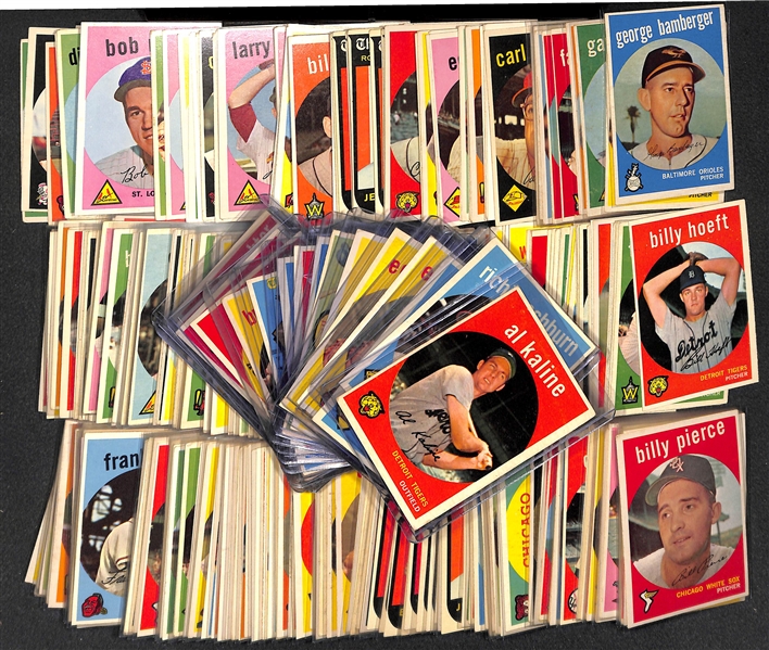 Lot of 350+ 1959 Topps Baseball Cards w. Al Kaline