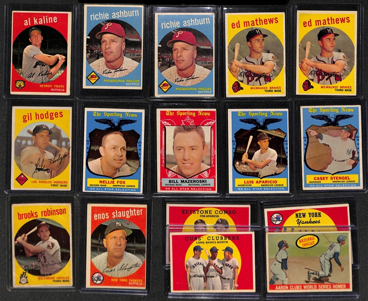Lot of 350+ 1959 Topps Baseball Cards w. Al Kaline