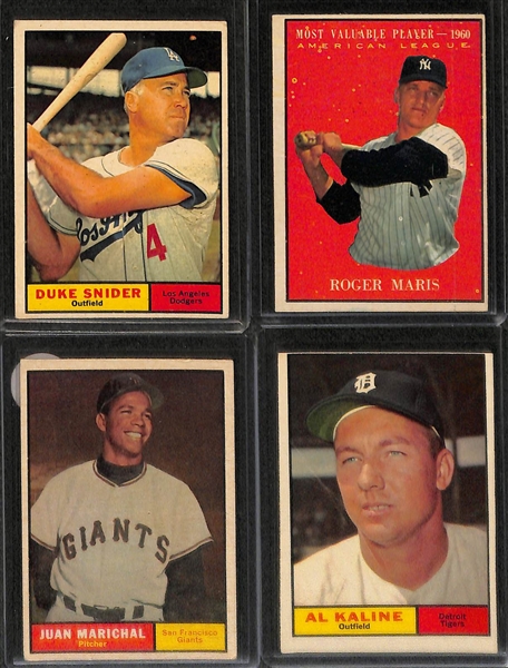 Lot of 225+ 1961 Topps Baseball Cards w. Bob Gibson