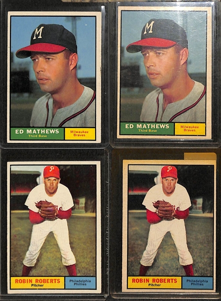 Lot of 225+ 1961 Topps Baseball Cards w. Bob Gibson