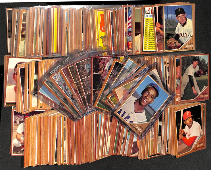 Lot of 500+ 1962 Topps Baseball Cards w. Ernie Banks