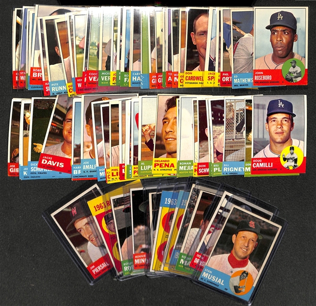 Lot of 80 - 1963 Topps Baseball Cards w. Stan Musial