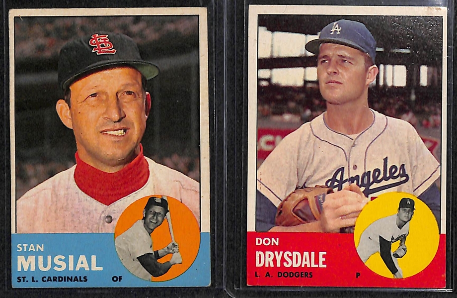 Lot of 80 - 1963 Topps Baseball Cards w. Stan Musial