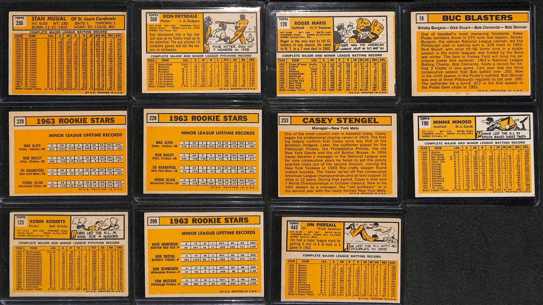Lot of 80 - 1963 Topps Baseball Cards w. Stan Musial