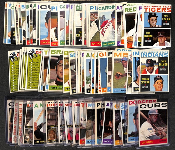 Lot of 80 - 1964 Topps Baseball Cards w. Lou Brock
